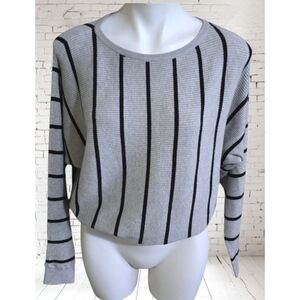 Premise Dolman Sleeve Striped Sweater Gray & Black Size M